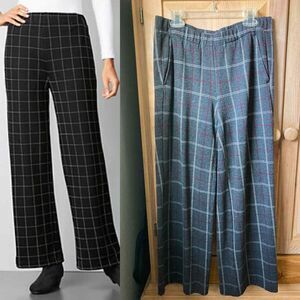 J. Jill | Ponte Full Leg Knit Stretch Knit Pants in Windowpane Plaid | XS